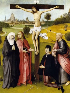  Crucifixion Art - crucifixion with a donor 1485 Hieronymus Bosch